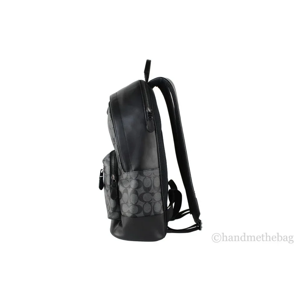 NEW Coach Men's West Large Backpack Charcoal Black Signature Coated Canvas NWT - Picture 7 of 9